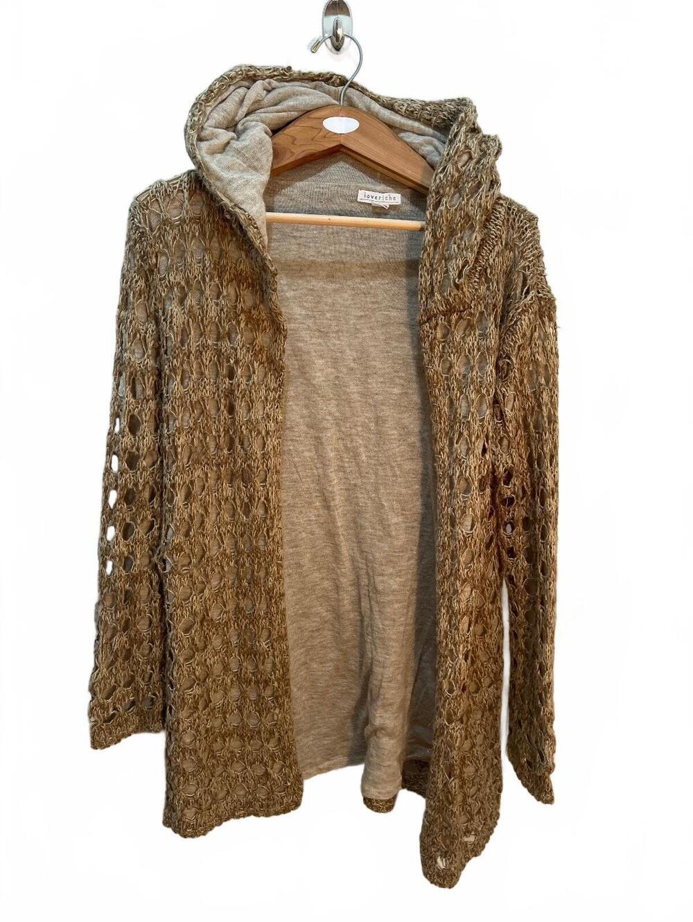 Loveriche Women's Hooded Open Knit Cardigan Sweater Size L